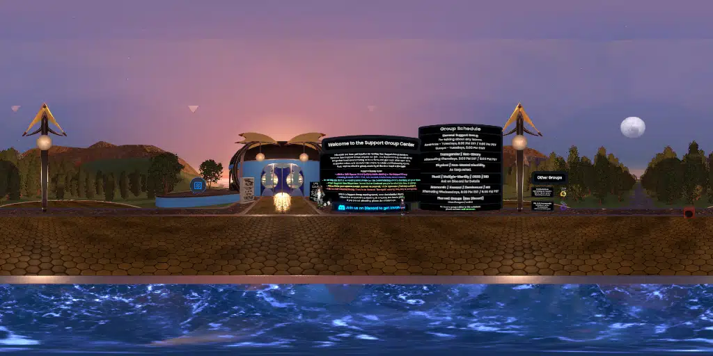 <b><color=#8AF>Support Group Meeting Center</color></b> - Open Meeting on Tuesdays, 8 PM EST / 5 PM PST