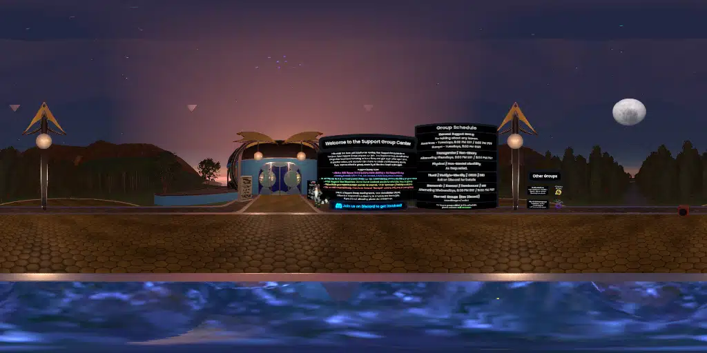 <b><color=#8AF>Support Group Meeting Center</color></b> - Open Meeting on Tuesdays, 8 PM EST / 5 PM PST
