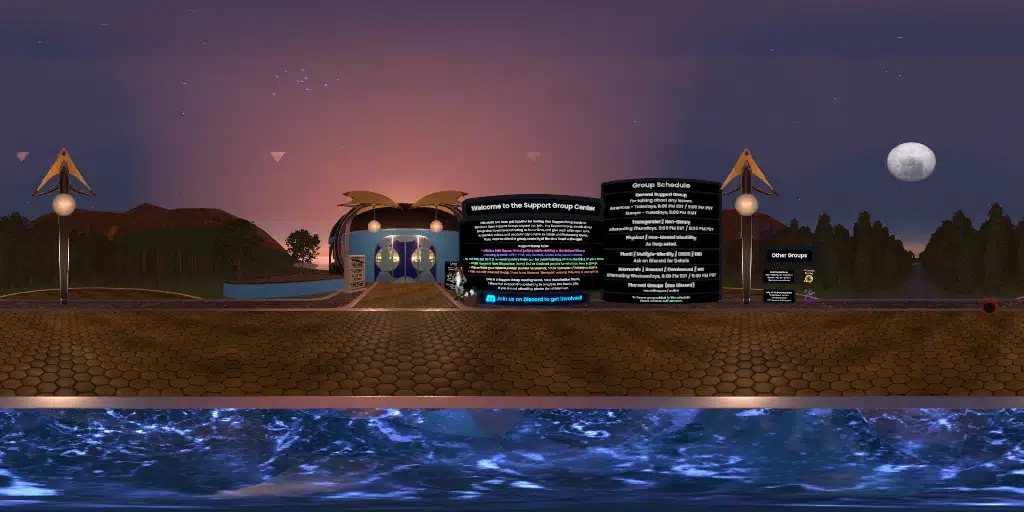 <b><color=#8AF>Support Group Meeting Center</color></b> - Open Meeting on Tuesdays, 8 PM EST / 5 PM PST
