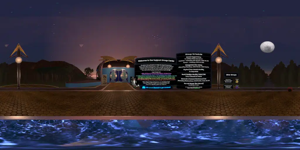 <b><color=#8AF>Support Group Meeting Center</color></b> - Open Meeting on Tuesdays, 8 PM EST / 5 PM PST