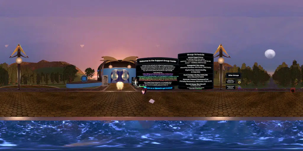 <b><color=#8AF>Support Group Meeting Center</color></b> - Open Meeting on Tuesdays, 8 PM EST / 5 PM PST