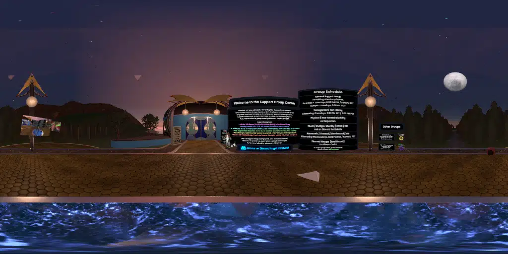 <b><color=#8AF>Support Group Meeting Center</color></b> - Open Meeting on Tuesdays, 8 PM EST / 5 PM PST