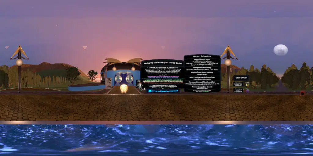 <b><color=#8AF>Support Group Meeting Center</color></b> - Open Meeting on Tuesdays, 8 PM EST / 5 PM PST