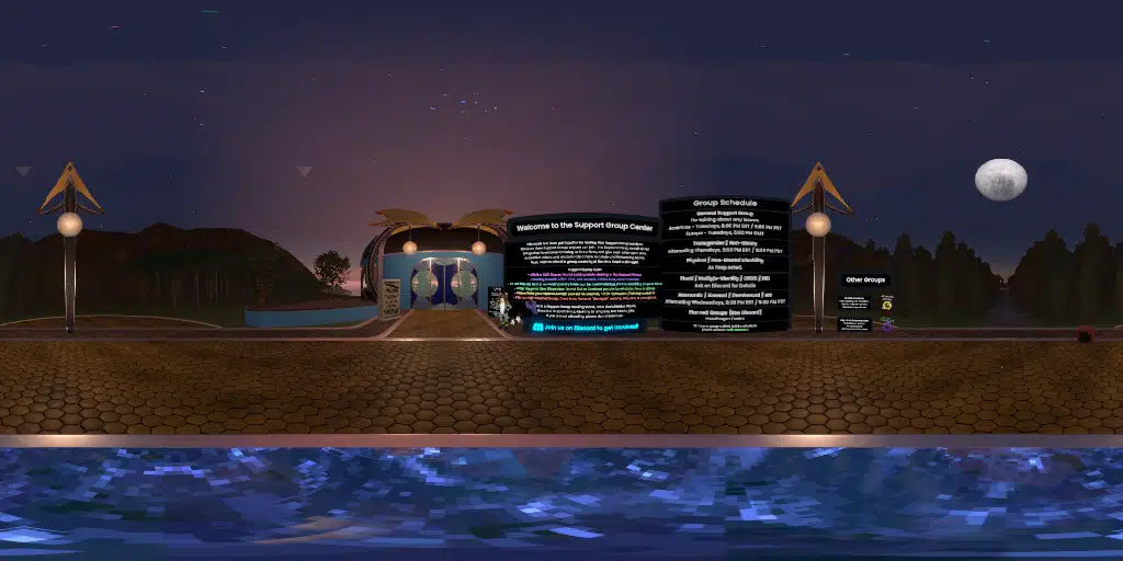 <b><color=#8AF>Support Group Meeting Center</color></b> - Open Meeting on Tuesdays, 8 PM EST / 5 PM PST